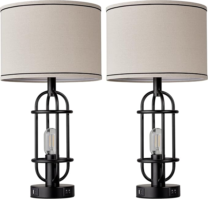 Reaketon Black Table Lamps for Living Room Set of 2, 22.3" Farmhouse Lamps for - Image 7