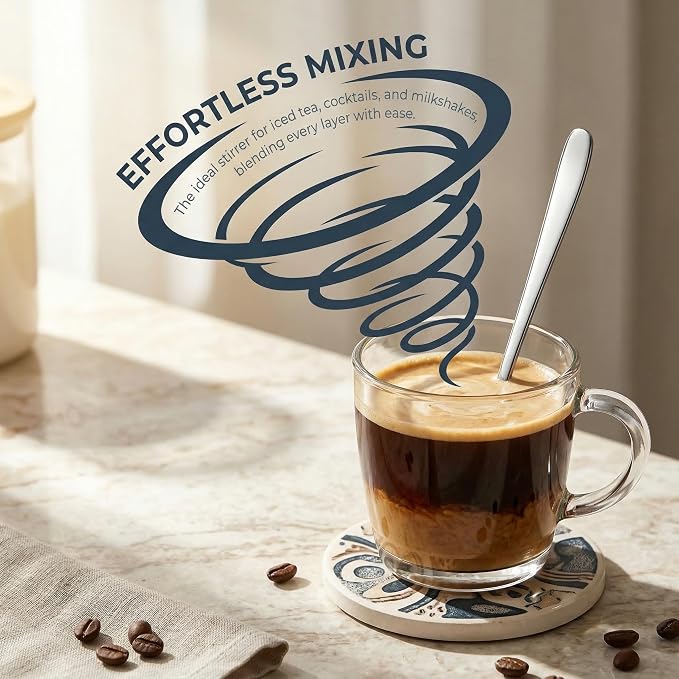 4PCS 7.1" Long Handle Coffee Spoons, Stainless Steel Espresso Stirrer Set | - Image 6
