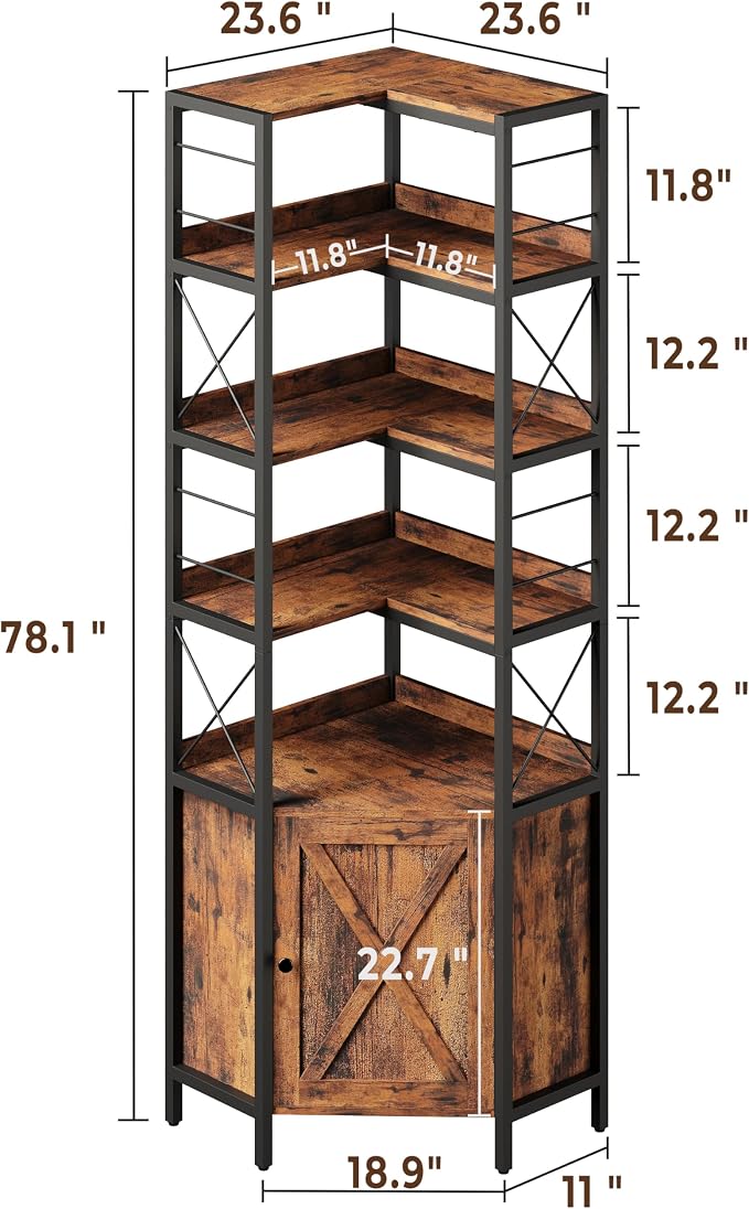 IRONCK Corner Bookshelf, 78 in Tall L Shaped Bookshelf - Image 3