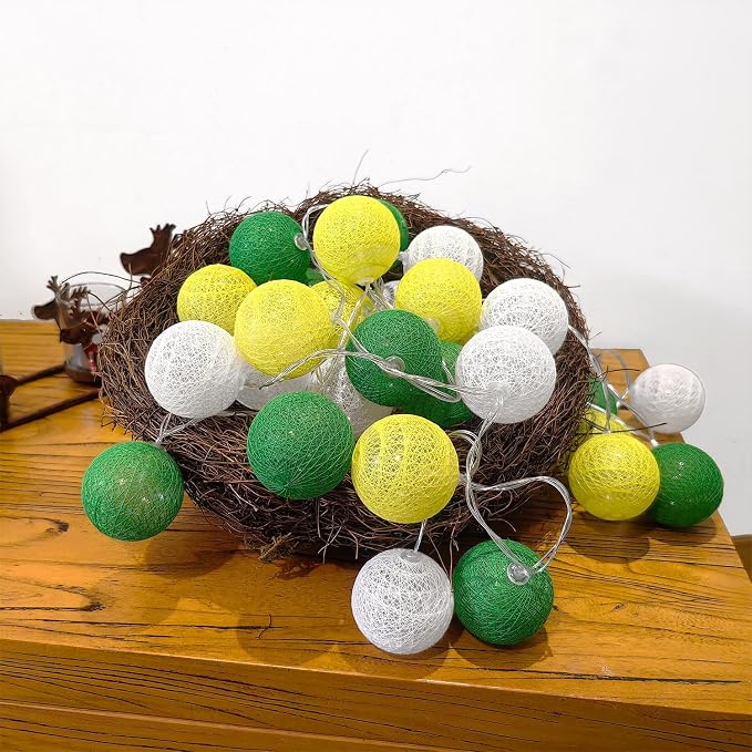 Gardeningwill 3M/10Ft 30 Green White Ball LED Battery Operated String Fairy - Image 3