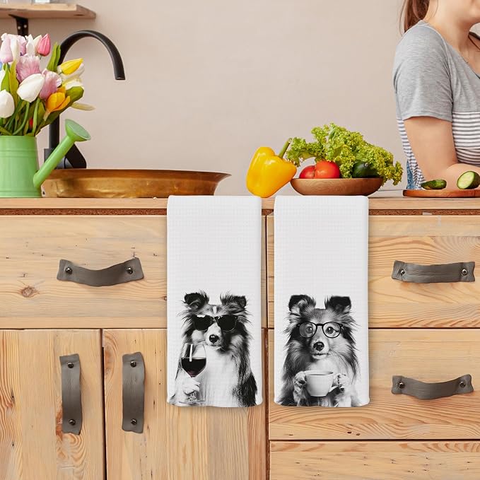 Funny Chef Shetland Sheepdog Kitchen Towels Set of 2, Shetland Sheepdog Dog - Image 4