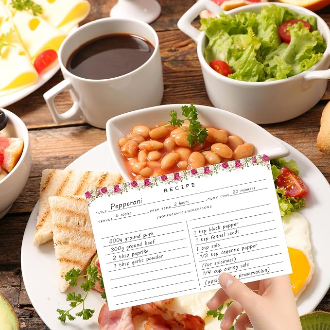 Recipe Cards 4x6, 60 Pack Double Sided Thick Recipe Index Cards Floral | 350gsm - Image 6