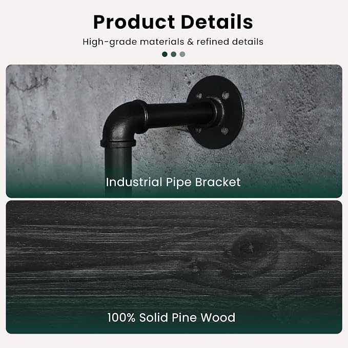 HDDFER Floating Shelves Wall Bookshelf Industrial Pipe Shelving Shelves Real - Image 7