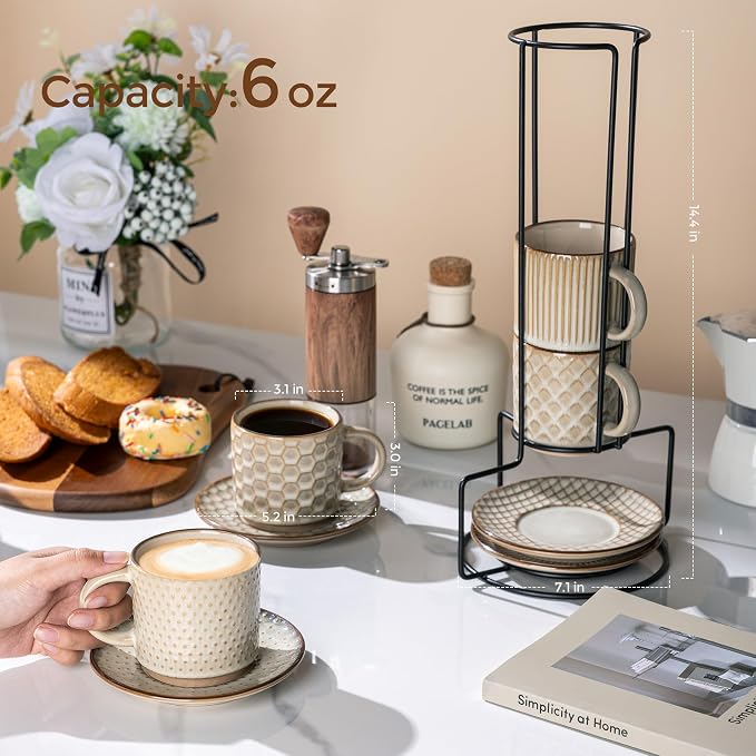 GBhome 6OZ Stackable Coffee Mugs - Image 2