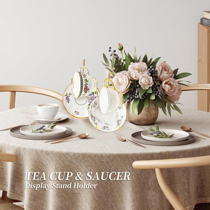 10 Pcs Tea Cup and Sau-cers Display Stand, Metal China Tea Cup Holder Display - Image 8