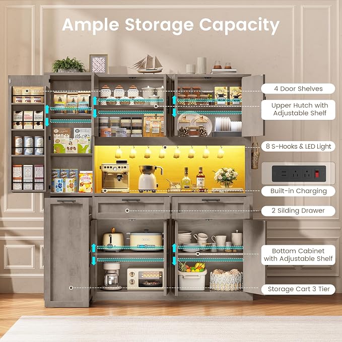 Itaar 71" Kitchen Pantry Cabinet - Image 4