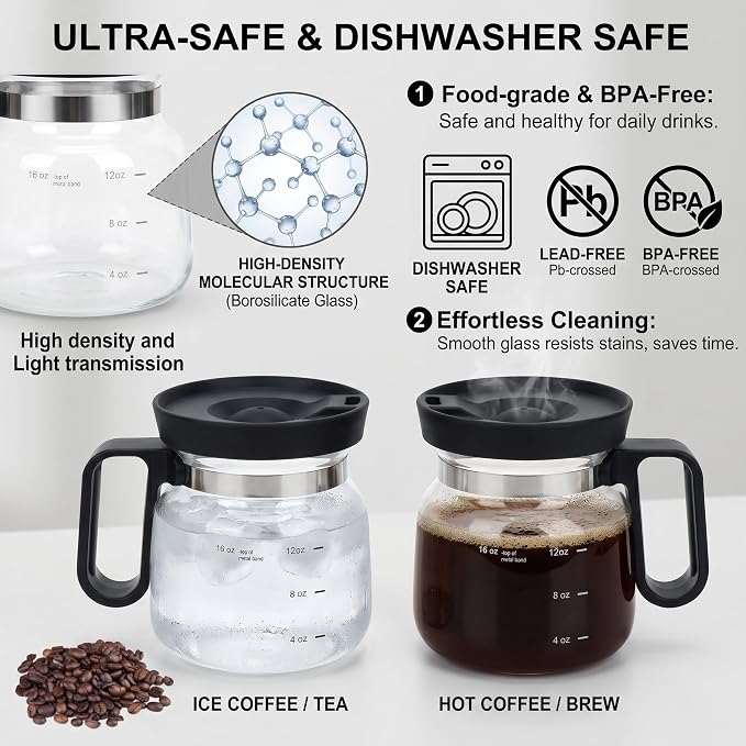 Coffee Pot Mug, 16oz Clear Heat-Resistant Glass Cup - Image 4