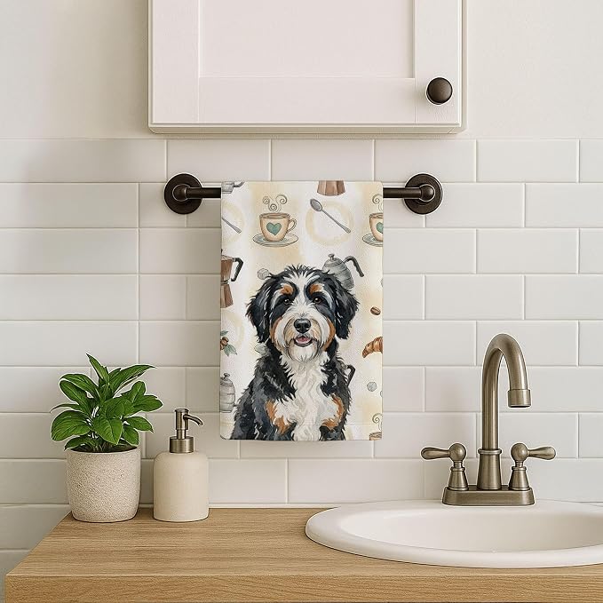 Caroline's Treasures Berndoodle Coffee Bar Kitchen Towel Velour Plush Front and - Image 7