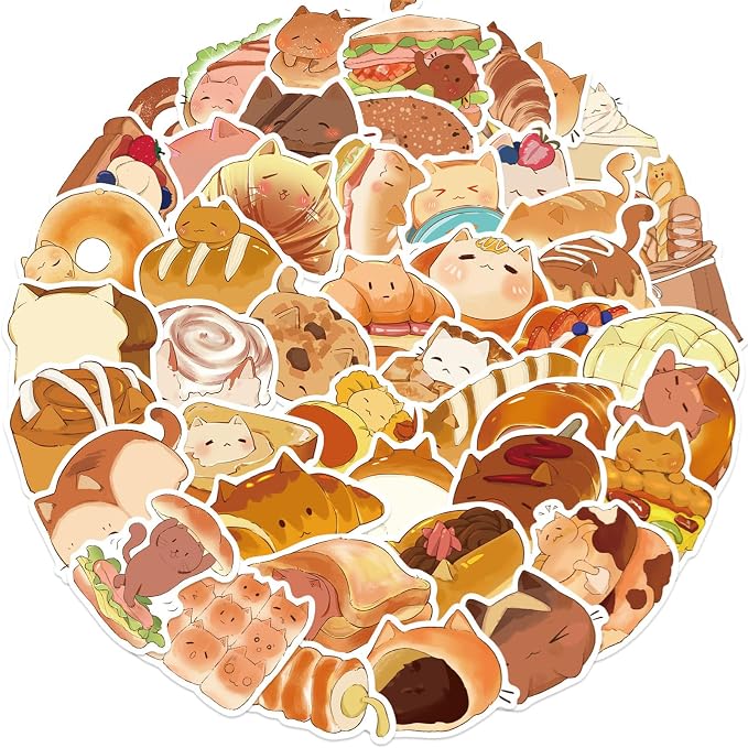 50PCS Kawaii Stickers Animal Food Word Cute Vinyl Sticker Decals Waterproof - Image 5