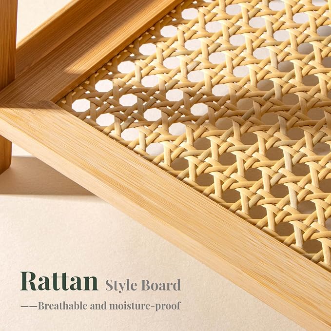 ANBOXIT Rattan-Look Matcha Station Organizer, Countertop Bamboo Tea & Coffee - Image 2