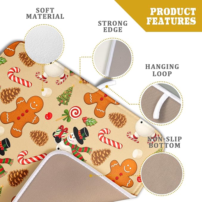 Xmas Gingerbread Man Candy Cane Dish Drying Mat - Image 4