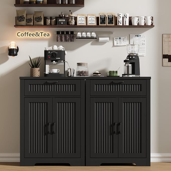 Buffet Cabinet with Storage Drawer, Farmhouse Coffee Bar Table with Storage - Image 6