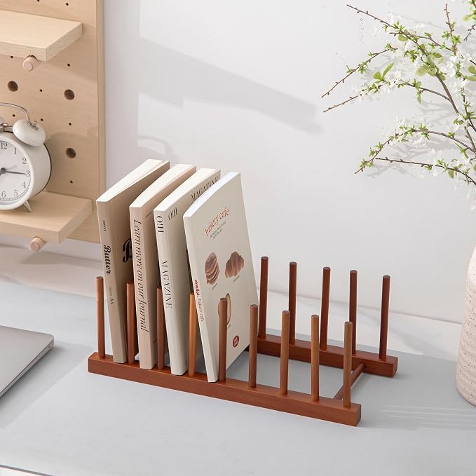 HBlife 4pcs Teak Dish Drying Rack Plates Holder Stand Kitchen Storage Cabinet - Image 5