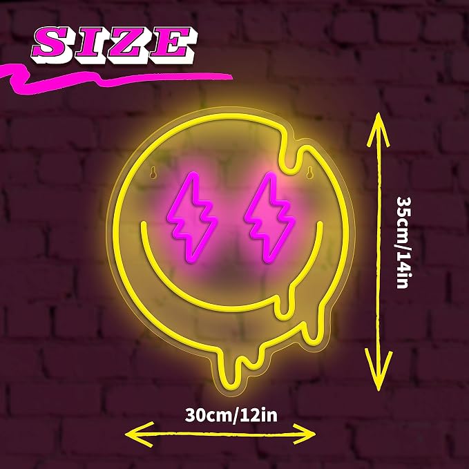 Melting Smile Face Neon Sign Dimmable Melted Smiling Face Neon Signs - Image 5