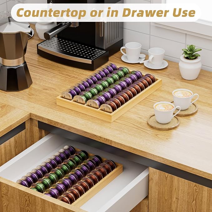 MinBoo Bamboo Coffee Pod Storage Holder Drawer Insert - Image 4