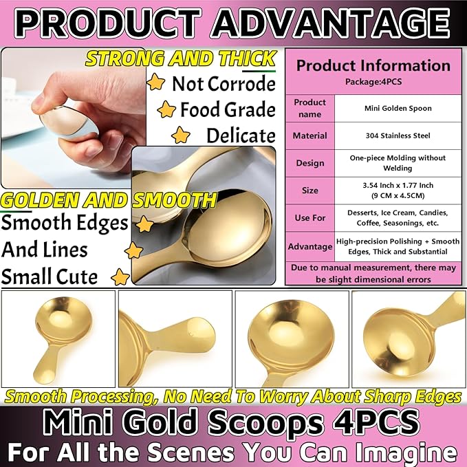 Mini Scoop Spoons 4PCS，Mini Scoops - Image 3