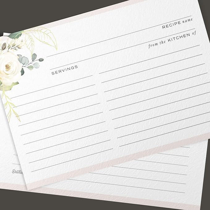 50 Floral and Gold Recipe Cards - Image 7