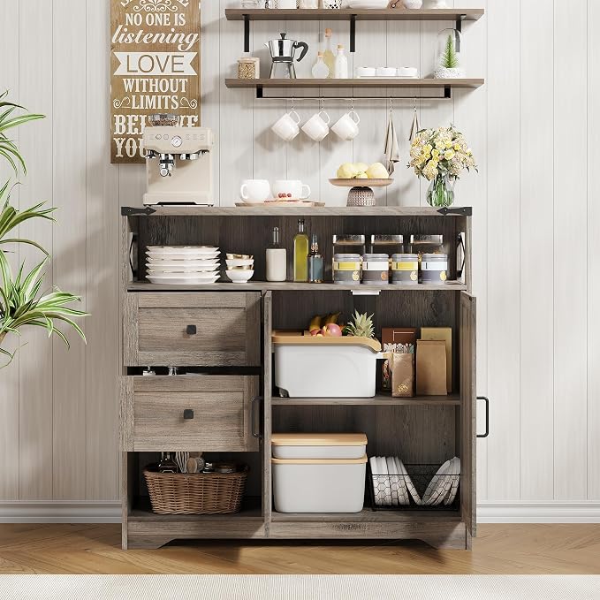 Vabches Farmhouse Buffet Sideboard Cabinet - Image 4