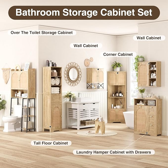 FiveWillowise 67" H Natural Bathroom Storage Cabinet - Image 5