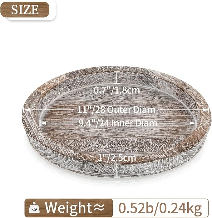 Hanobe Decorative Tray for Coffee Table: Round Candle Plate Holder Centerpieces - Image 5
