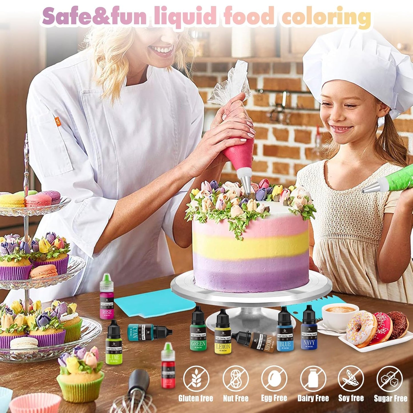 Food Coloring - Vibrant Liquid Icing Food Coloring Set for Baking, Cake Decorating, Easter Egg, Airbrush - Tasteless Food Color Dye for Fondant, Slime, DIY Crafts - 5.5 Fl.oz / 160ml Each (Blue)