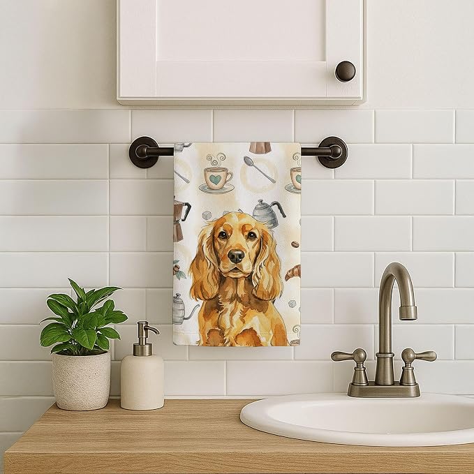 Caroline's Treasures Golden English Cocker Spaniel Coffee Bar Kitchen Towel - Image 7