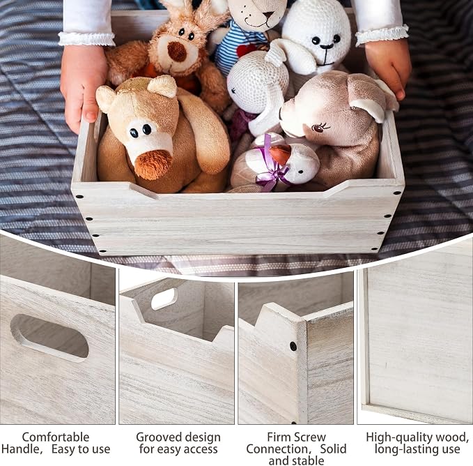 Colingmill 2 Pack Wooden Storage Box Bins Wood Crate - Image 3