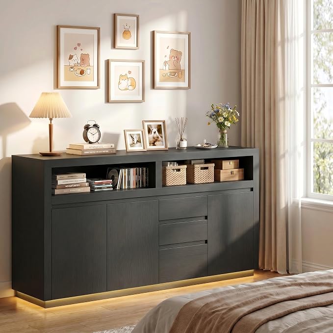 FOTOSOK 63" Sideboard Buffet Cabinet - Image 5