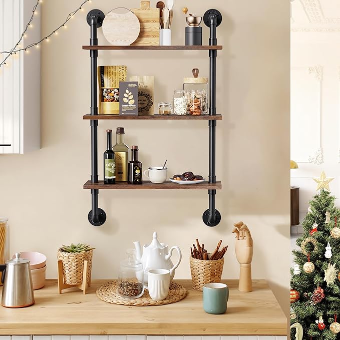 Merapi 24" Industrial Floating Shelves, Pipe Shelves - Image 2