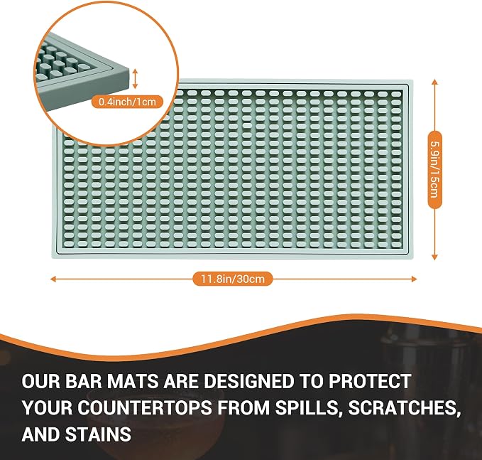 ZJWZLG Bar Mat 5.9"x11.8" Non-Slip Rubber Bar Mat, Spill Proof & Flat Design - Image 2