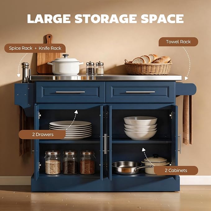 HOMCOM Rolling Kitchen Island Cart - Image 4