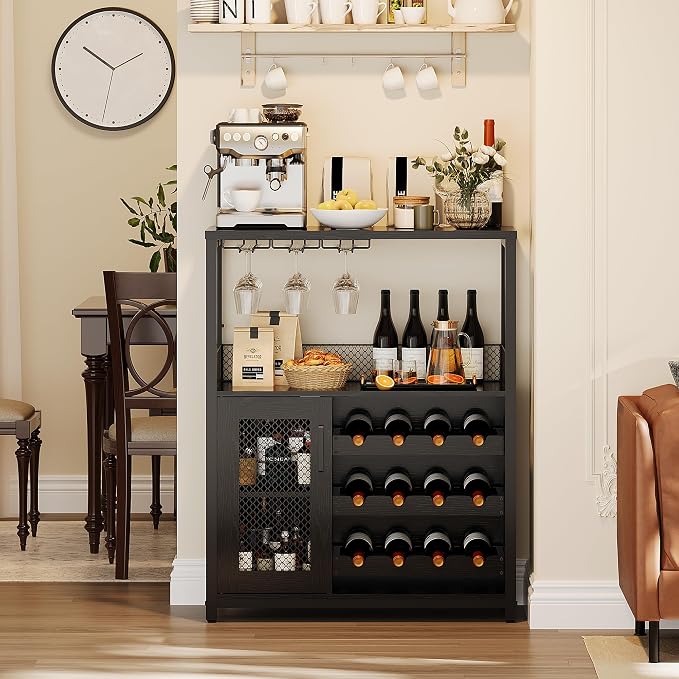 Jojoka LED Lighted 3-Tier Wine Bar Cabinet, Freestanding Sideboard Buffet - Image 7
