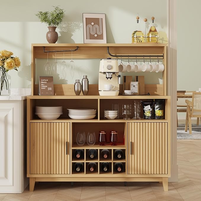 Vabches Fluted Coffee Bar Cabinet by Vabches