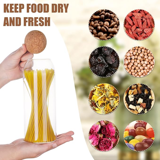 Cunhill 3 Pcs Glass Jar with Ball Cork Lid Decorative Round Bottle Sealed - Image 5