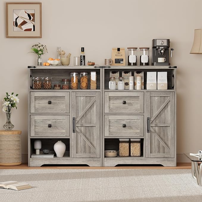 Vabches Farmhouse Buffet Sideboard Cabinet - Image 4
