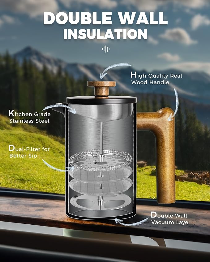 POLIVIAR French Press Coffee Maker, 21 oz Coffee Press - Image 4