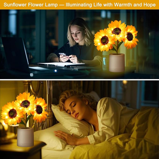 WSYEAR Sunflower Gifts for Women-Sunflowers Flower Lamp Night Light for Bedroom - Image 4