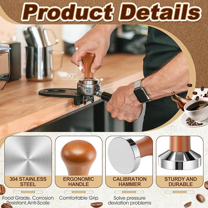 7 Pcs Espresso Accessories Kit, 58 mm Coffee Tamper Set Espresso Machine - Image 3