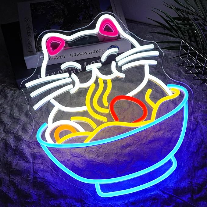 Fortune Cat Ramen Neon Sign Dimmable Lucky Cat Neon Light Sign - Image 6