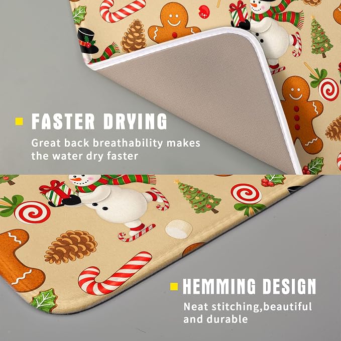 Xmas Gingerbread Man Candy Cane Dish Drying Mat - Image 3