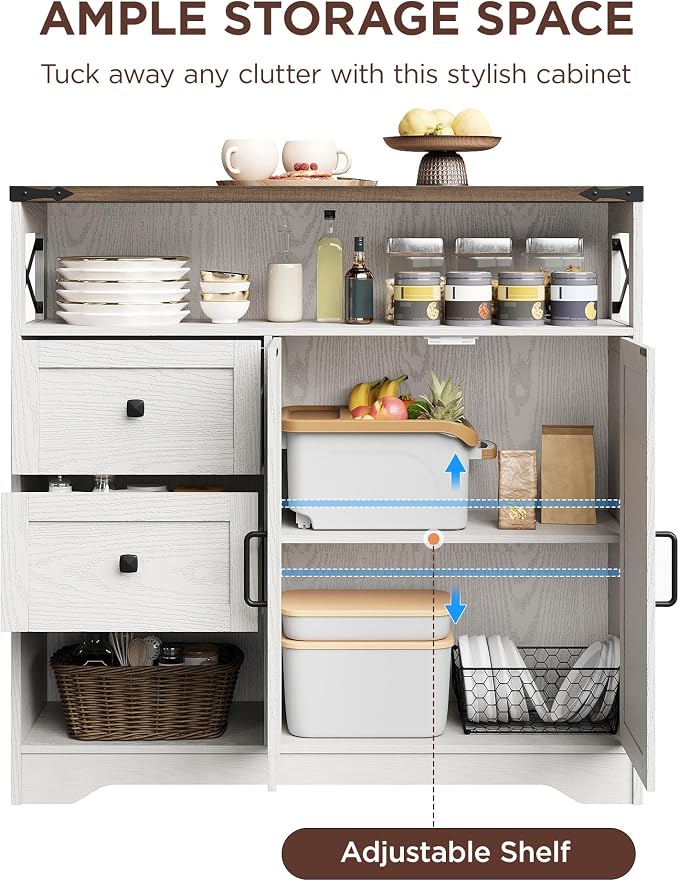 Vabches Farmhouse Buffet Sideboard Cabinet - Image 8