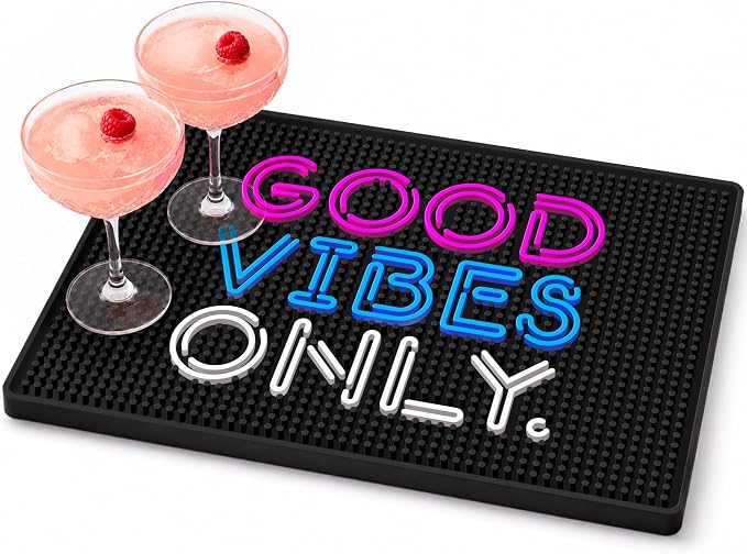 Good Vibes Only Bar Mat – Heavy Duty 18"x12" Rubber Bar Mats by KnotStyle
