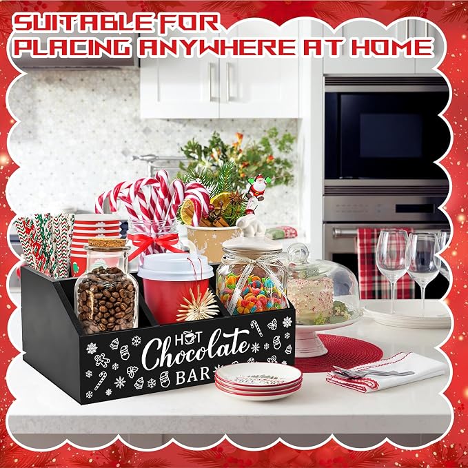 Christmas Hot Cocoa Bar Wood Coffee Station Organizer - Image 5
