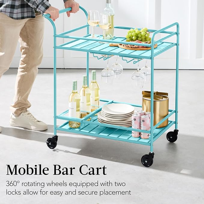 Best Choice Products Rolling Bar Cart, Mobile Home Bar Serving Cart, Serving - Image 5