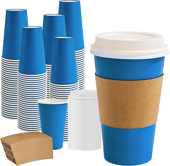 RACETOP 16 oz Paper Coffee Cups, 100 Pack Disposable Coffee Cups by RACETOP