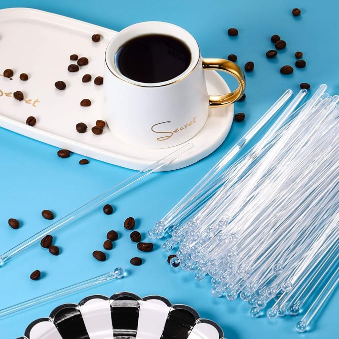 Honoson 100 Pcs Clear Swizzle Sticks Ball Head Stirrer Disposable Plastic Round - Image 6