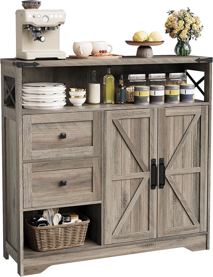 Vabches Farmhouse Buffet Sideboard Cabinet by Vabches