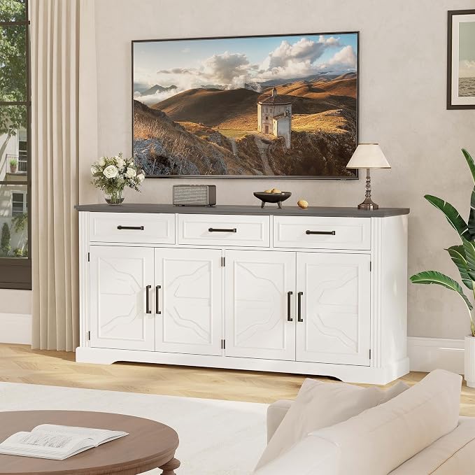 Garvee 66" Modern Farmhouse Sideboard Buffet Cabinet - Image 4