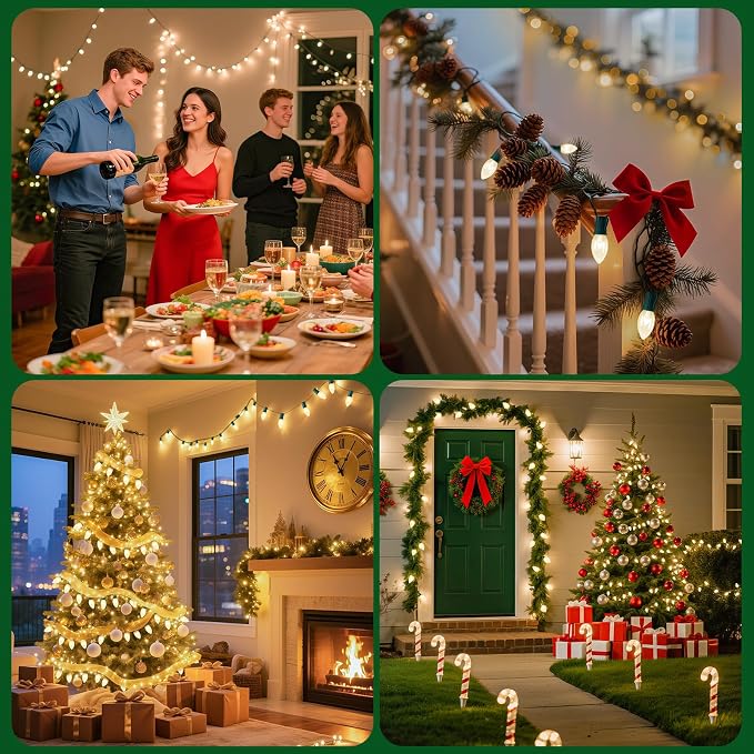 C9 Clear Christmas String Lights, 100 Feet Waterproof Vintage Christmas Tree - Image 7
