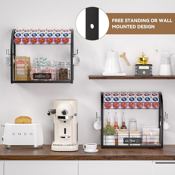 Metal K Cup Holder, 2 Tier Coffee Bar Organizer - Image 6